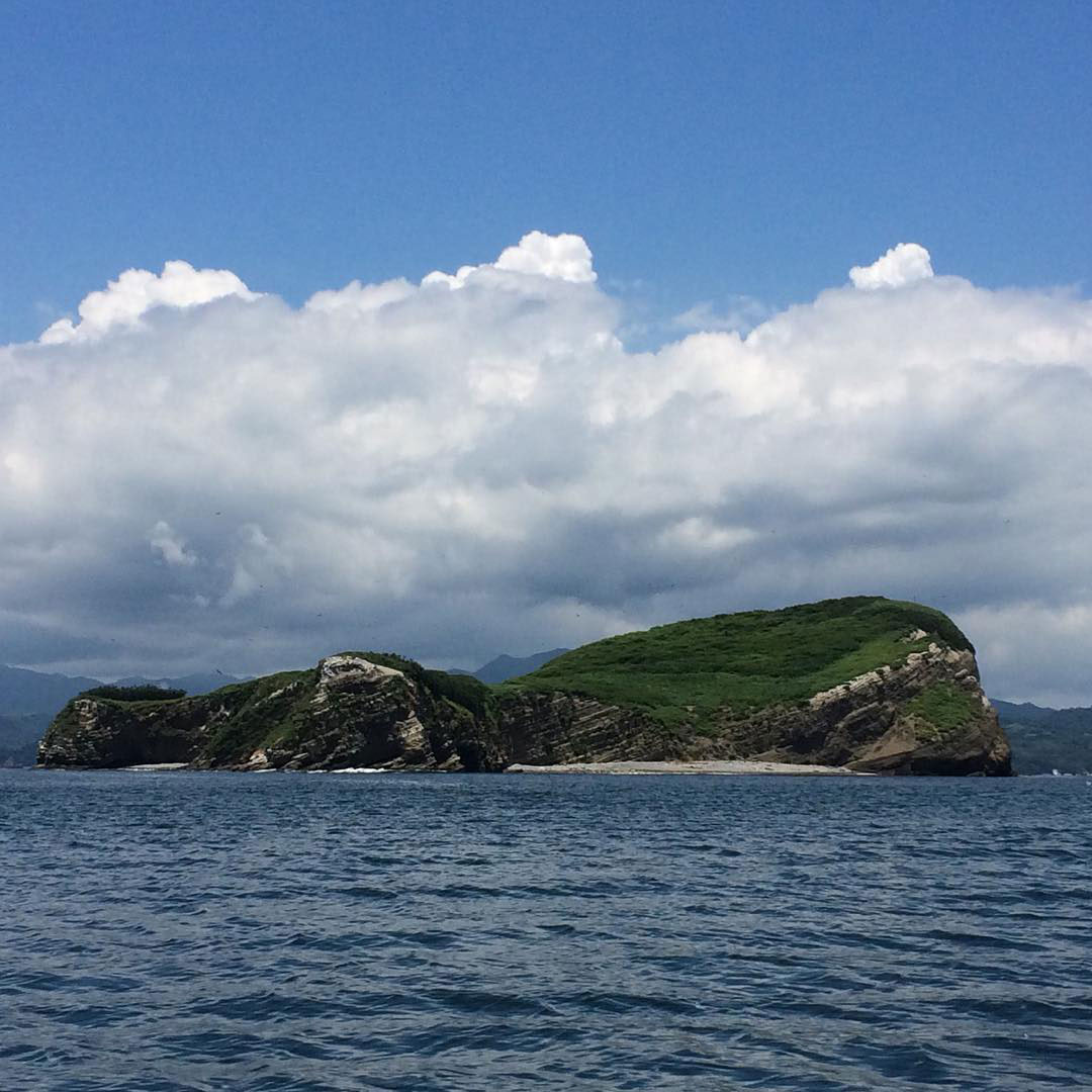 Une petite île au milieu d’un plan d’eau.
