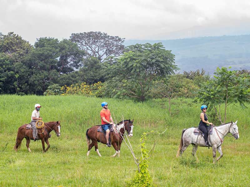 Un groupe de personnes chevauchant sur le dos de chevaux.