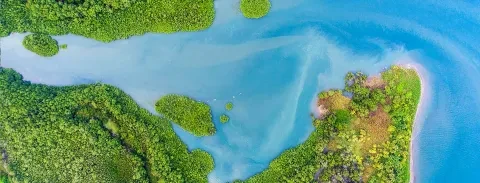 Vue aérienne du Pacifique Sud