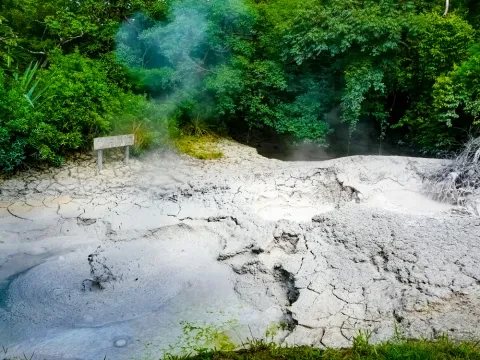 Pot de boue bouillant dans le parc national Rincón de la Vieja, Guanacaste, Costa Rica